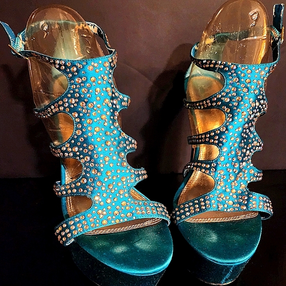 Bakers platform high-heeled sandals with rhinestone embellishments 8M - Picture 2 of 8